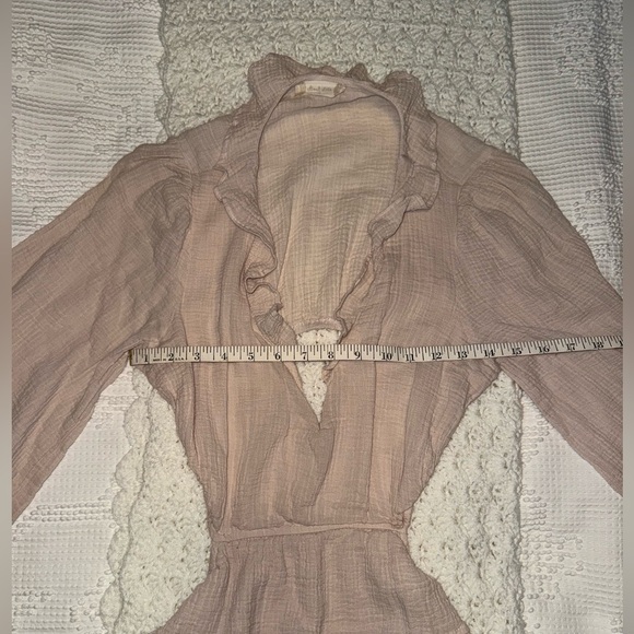 Altar’d State Beige Ruffle Tiered Long Sleeve Mini Dress - Picture 6 of 8